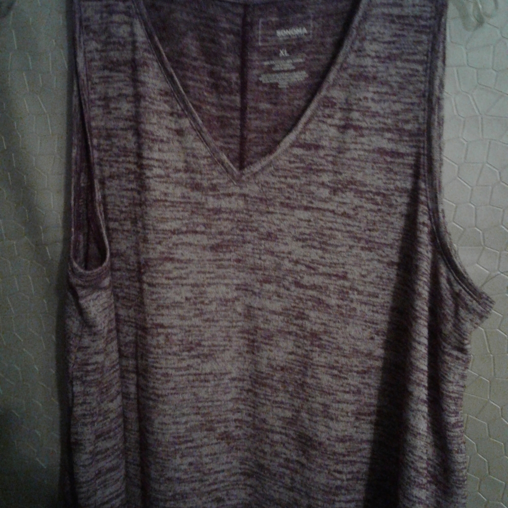 Sonoma women tank top, white/ cranberry, sz XL.
